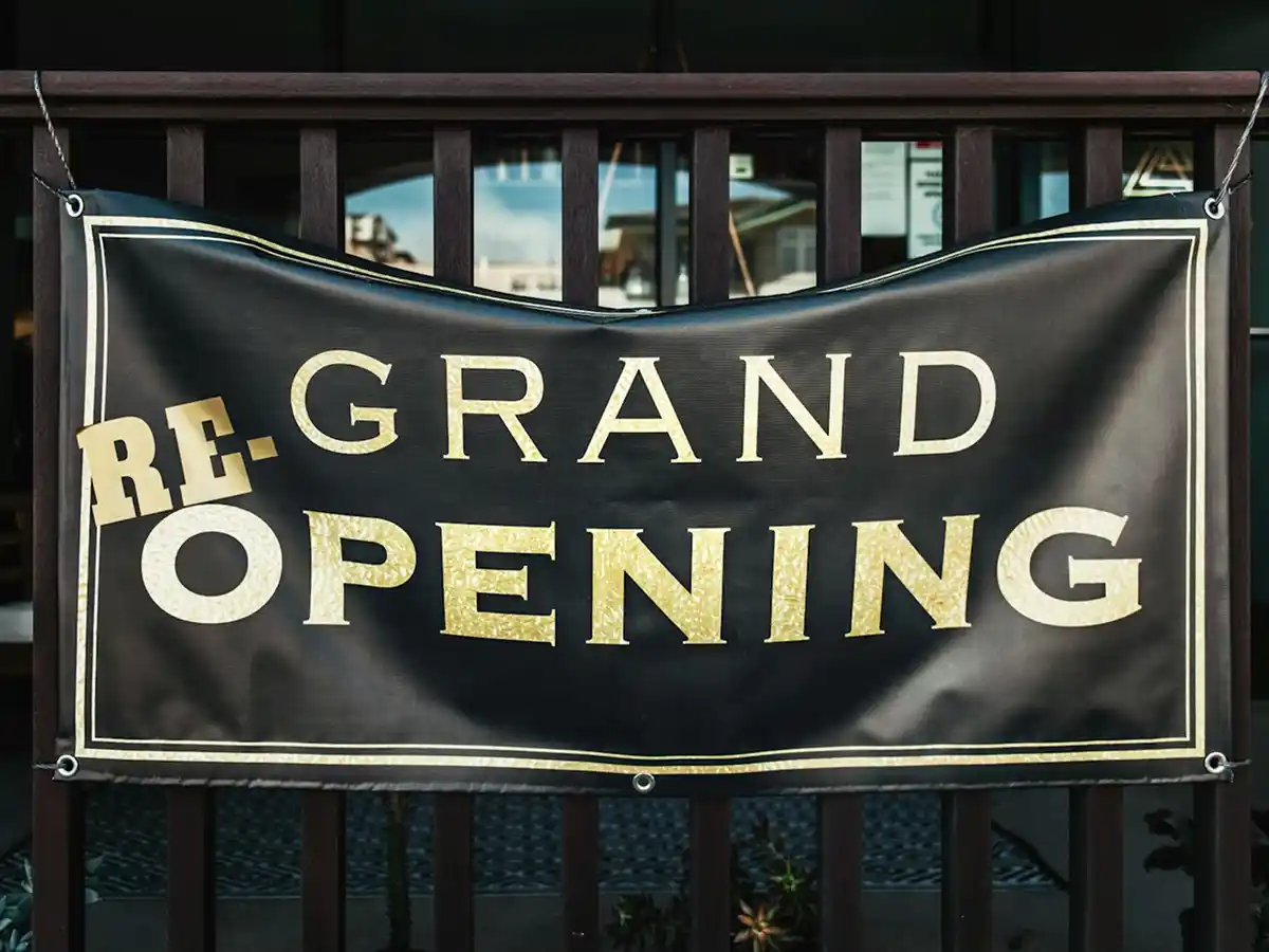 Close-up of custom banner showing blockout material quality, print sharpness and edge finish