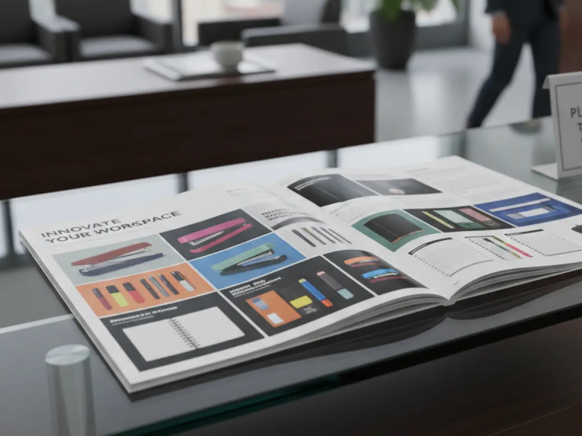 Close-up of open booklet interior showing print quality, sharp typography, and full-color imagery